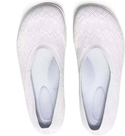 Women's Wide Toe Box Flats Shoes Knit Ballet Flat Slip-on Dress Walking Comfort Shoes