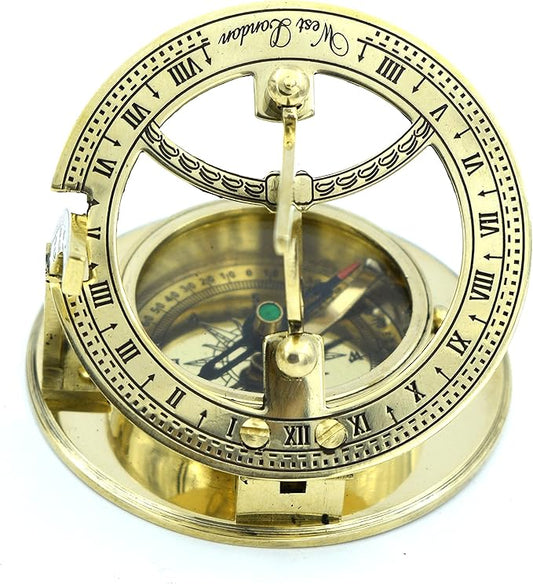 SARA NAUTICAL Antique Brass Sundial Compass