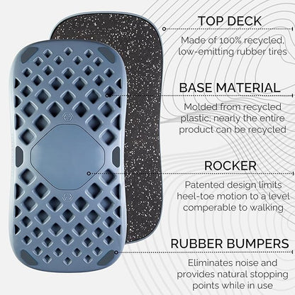 FluidStance Plane Standing Desk Balance Board - 360 Degree Rocker for Fatigue and Exercise - Sustainably Made, Anti-Slip Wobble Board - Premium Desk Accessories