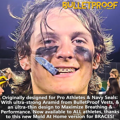 Bulletproof: World’s Thinnest Most Breathable Mouthguard is 3X Stronger! MMA Football Basketball Hockey Lacrosse Rugby BJJ Boxing Sports Mouth Guard Grinding Teeth. Men Women Adult Youth Kids Braces