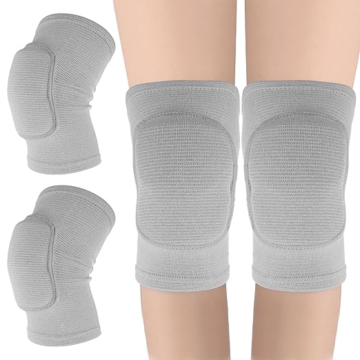 Sibba Kids Knee Pad, Breathable Elastic Knee Brace, Anti-Slip Padded Sponge Knee Protector for Volleyball Dance Running Skating Basketball Football Sports(Grey)