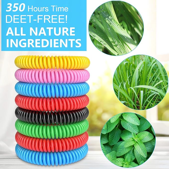 Mosquito Bracelets, 48 Pack Individually Wrapped, DEET Free,