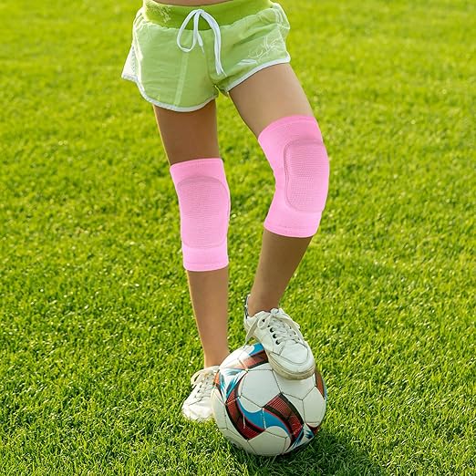 Sibba Kids Knee Pad, Breathable Elastic Knee Brace, Anti-Slip Padded Sponge Knee Protector for Volleyball Dance Running Skating Basketball Football Sports(Pink)