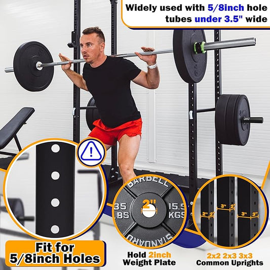 Weight Plate Holder, Power Rack Attachments Squat Rack Weight Plate Holder Storage for 2 inch Olympic Plates, Universal Fit 2x2, 2x3, 3x3 Power Cage, 1"and 5/8" Hole Compatible