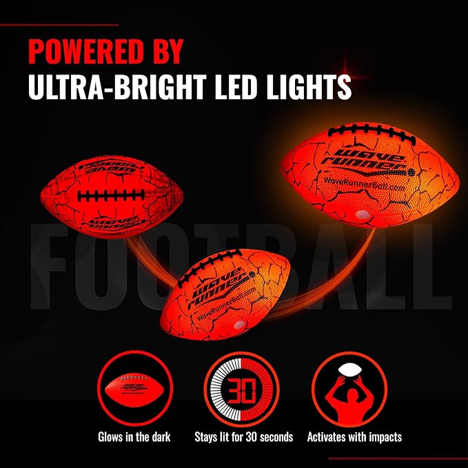 Waverunner Glow in The Dark Football - LED 8-15+ | 6 - 8,9,10,11,12