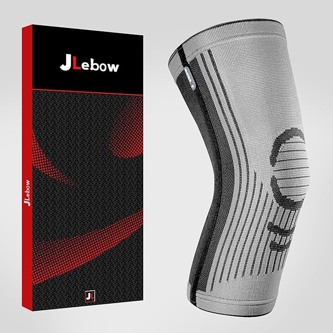 JLebow Knee Compression Sleeve for Knee Pain- Best Knee Brace for Athletes with Medical Grade Compression