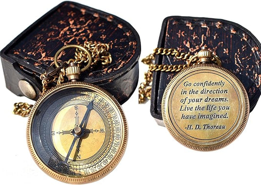 Solid Brass Thoreau's Go Confidently Quote Engraved Compass 2024 Graduation