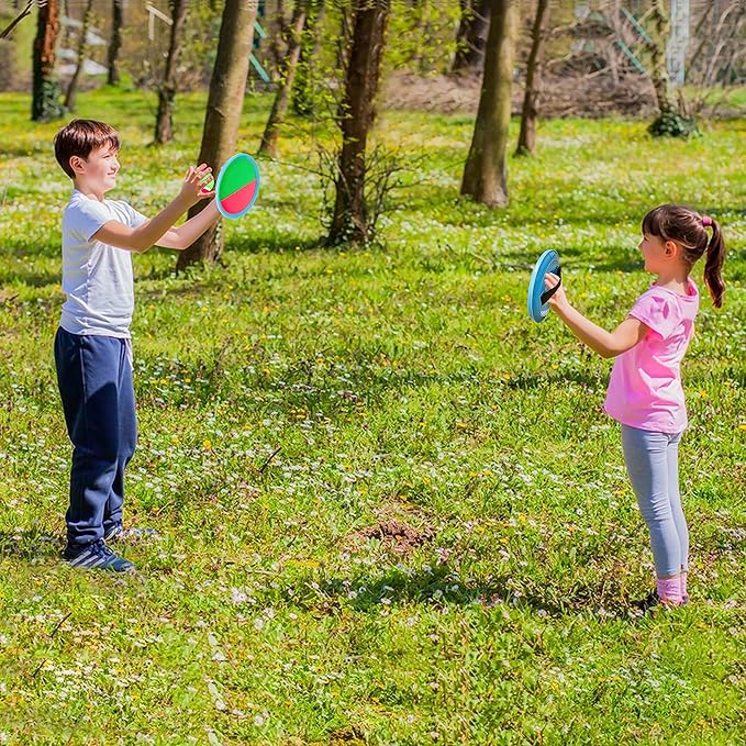 Toss and Catch Ball Set 4-8, Outdoor 6 Paddles, 3 Balls,