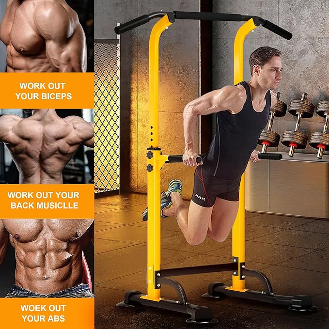 DlandHome Power Tower Dip Station Pull Up Bar