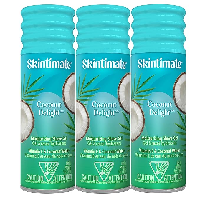 Skintimate Coconut Delight Shave Gel 3 Pack | Skintimate Shaving Cream Womens Shaving Cream, Shave Cream, Shaving Foam, Womens Shave Gel, Pack of 3, 7oz each(Package May Vary)