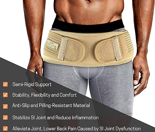 Sacroiliac Hip Belt for Women and Men That Alleviates Sciatic, Pelvic, Lower Back, Leg and Sacral Nerve Pain Caused by Si Joint Dysfunction| Trochanter Brace (Petite, Nude)