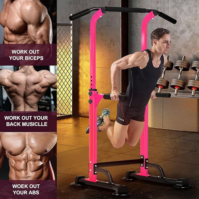 DlandHome Power Tower Dip Station Pull Up Bar