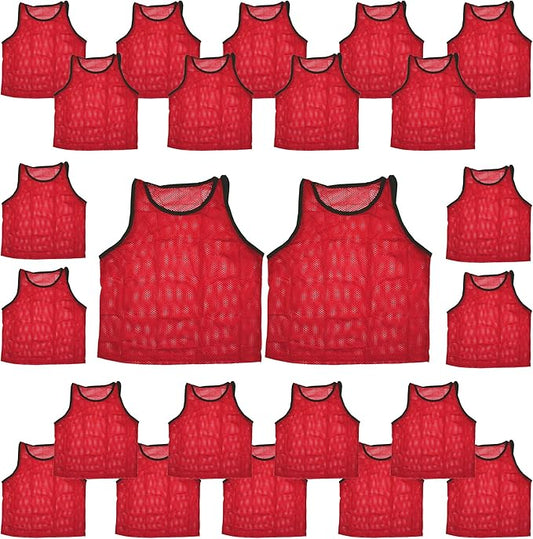 BlueDot Trading Youth Boys Girls UniSex Sports Scrimmage Pinnies Training Vest team practice Soccer, Green, Quantity 24 Pack