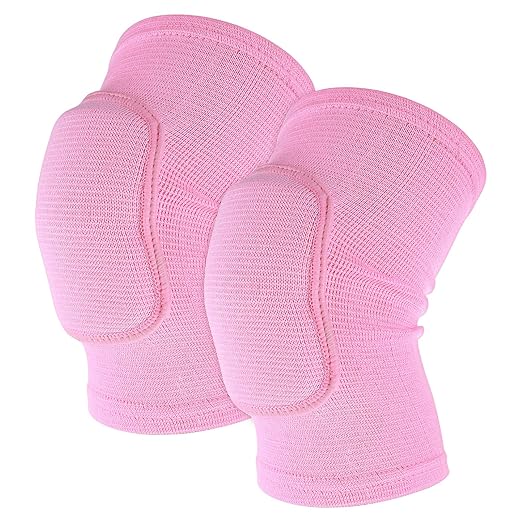 Sibba Kids Knee Pad, Breathable Elastic Knee Brace, Anti-Slip Padded Sponge Knee Protector for Volleyball Dance Running Skating Basketball Football Sports(Pink)
