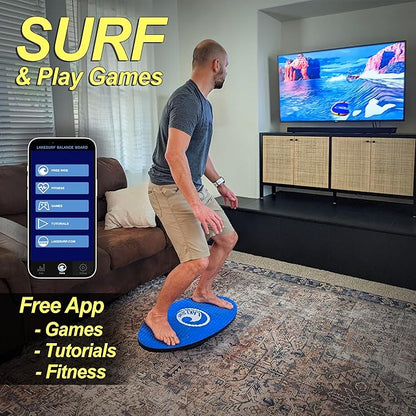 Wakesurf Balance Board by Lakesurf - Includes Motion Tracking App & Phone Mount for Wakesurfing Simulation, Games, Fitness Training, and Tutorials