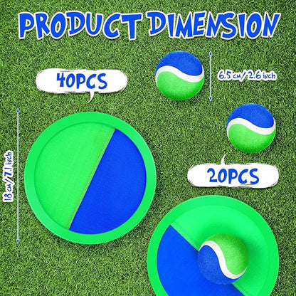 Vinsot Kids Toys Toss and Catch Game Set 40 Paddles 20 Balls
