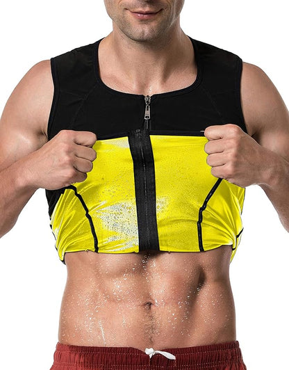 MOLLDAN Mens Polymer Sauna Vest Sweat Slimming Tank Top with Zipper