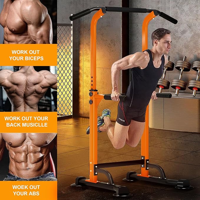 DlandHome Power Tower Dip Station Pull Up Bar