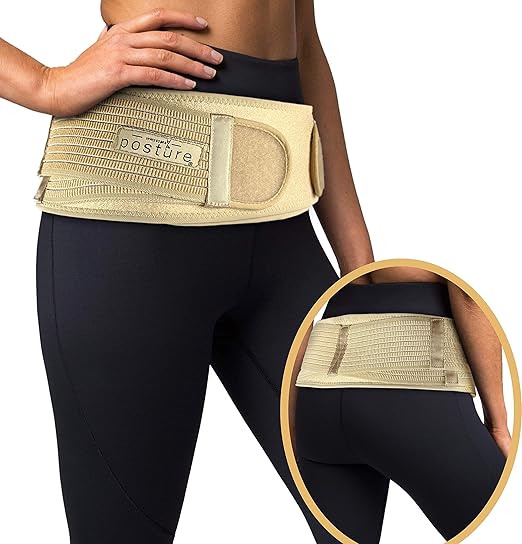 Sacroiliac Hip Belt for Women and Men That Alleviates Sciatic, Pelvic, Lower Back, Leg and Sacral Nerve Pain Caused by Si Joint Dysfunction| Trochanter Brace (Petite, Nude)