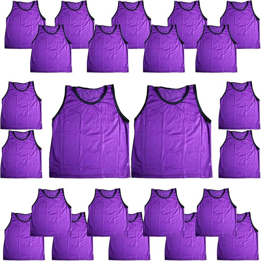 BlueDot Trading Youth Boys Girls UniSex Sports Scrimmage Pinnies Training Vest team practice Soccer, Green, Quantity 24 Pack