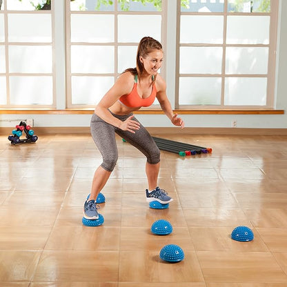 JFIT Balance Pod Sets - Set of 2 or 4 Pods - Textured and Smooth Sides for Improving Core Strength, Coordination, Balance - Great for Rehabilitation, Gym, Home Use, and Pet Training