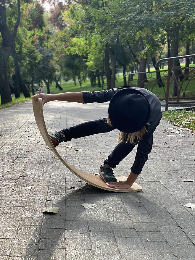 NUTTY TOYS Montessori Wooden Wobble Board for Kids & Adults -100% Natural Wood Balance Board Toddler Balancing Toy Unique Boy & Girl Open Ended Toy Best Christmas Stocking Stuffer Gifts Idea 2024