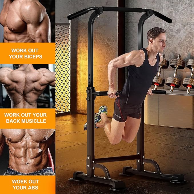 DlandHome Power Tower Dip Station Pull Up Bar