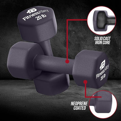 Neoprene Coated Workout Dumbbells set of 2 – Anti Roll, Non Slip with Smooth Grip Fitness & Exercise Dumbbells – Hexagon Shaped Hand Weights for Women & Men – Best Choice for Gyms & home use