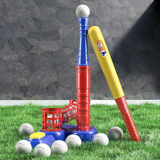 TEMI 2 in 1 Tee Ball Set 3-5|5-8, Kids 10 Balls, 3 4 4 5 5 6 6 7 7 8 8 Year