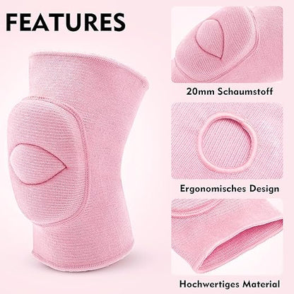 Knee Pads Volleyball Girls Kids Youth Women Men 7.8" Thick Padded Dance Knee Pad Soft Stretchy Knee Brace Breathable Knee Protector for Basketball Football Wrestling Pole Dance Yoga Knee Sleeve 1 Pair