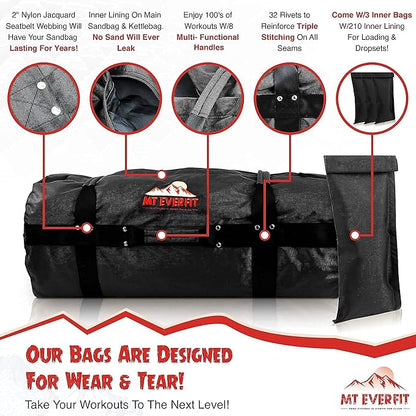 Sandbag Workout Bag & Sandbag Kettlebell Set - 1050 Cordura 8 Thick 3 Inner