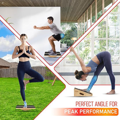 Yes4All 2-in-1 Professional Wooden Balance Boards & Slant Board, 400 lb Adjustable Incline Slant Board for Squats, Balance Boards for Adults