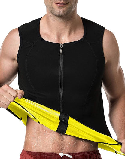 MOLLDAN Mens Polymer Sauna Vest Sweat Slimming Tank Top with Zipper
