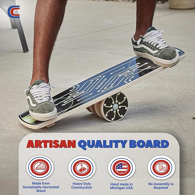 Carrom Balance Board – Balancing Board for Skateboard, Hockey, Snowboard & Surf Training – Balance Exercise Equipment (300-pound weight limit)