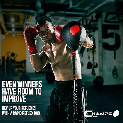 Cobra Reflex Bag – Advanced Reflex Punching Bag with Ultra-Fast Bounceback to Increase Speed, Reflexes, and Stamina – Adjustable-Height Boxing Bag with Stand and Secure Suction Cups
