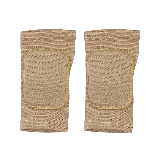 Men Women Protective Knee Pads, Anti-Slip Padded Sponge Knee Brace Knee Support for Football Volleyball Dance Skating Basketball Sports (Medium,Nude)
