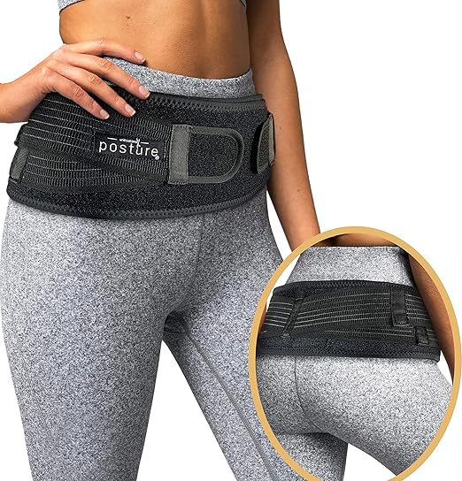 Sacroiliac Hip Belt for Women and Men That Alleviates Sciatic, Pelvic, Lower Back, Leg and Sacral Nerve Pain Caused by Si Joint Dysfunction| Trochanter Brace (Petite, Black)
