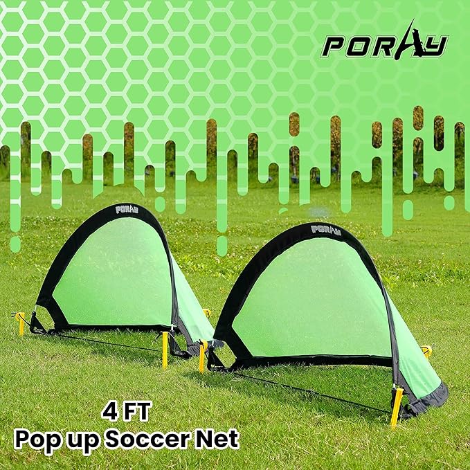 Poray Soccer Goal for Kid Easy-up Set of 4FT Soccer 210D Oxford 8 Field